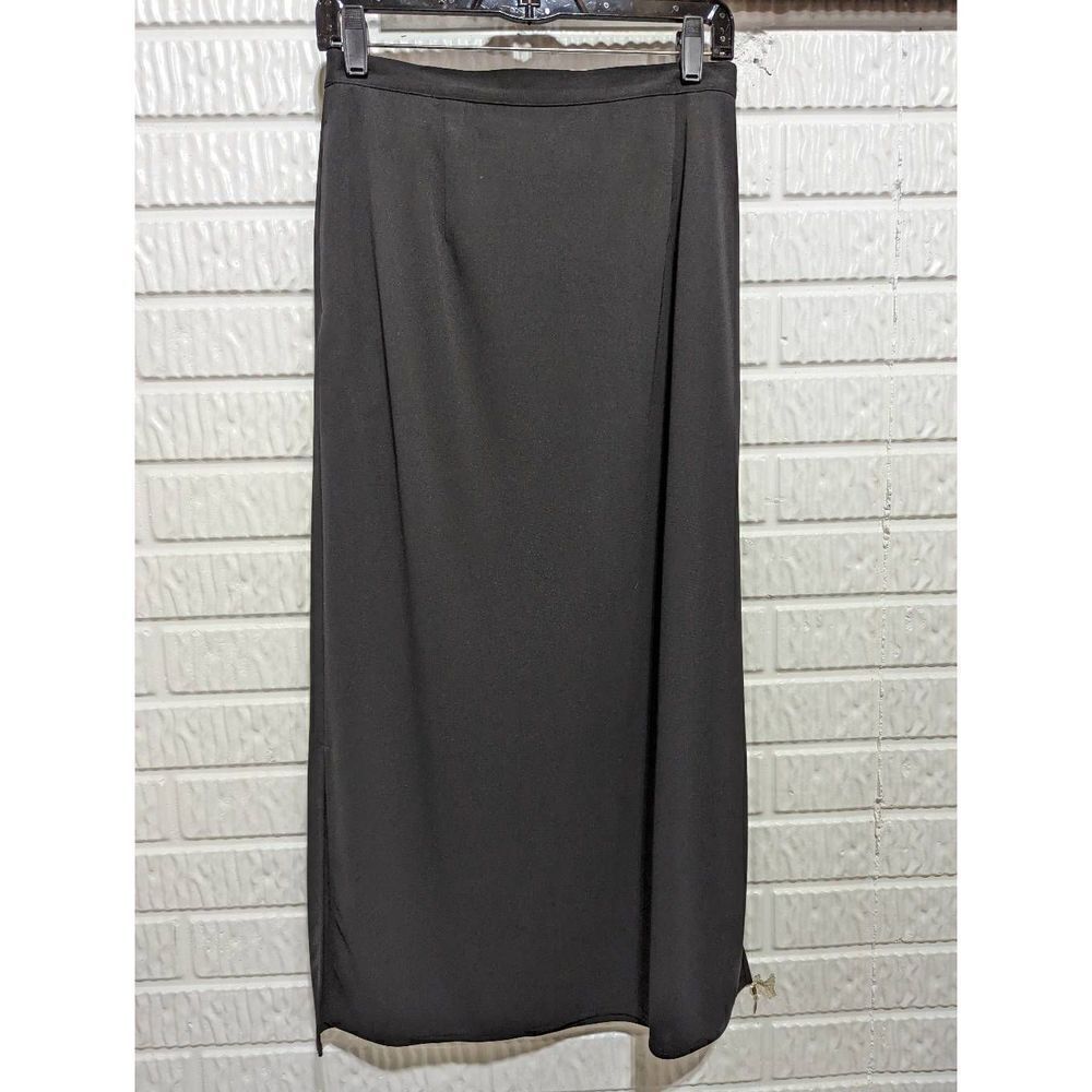 Pendleton Women's Black Hidden Back Zip Knit Side Slits A-line Maxi Skirt Size 8